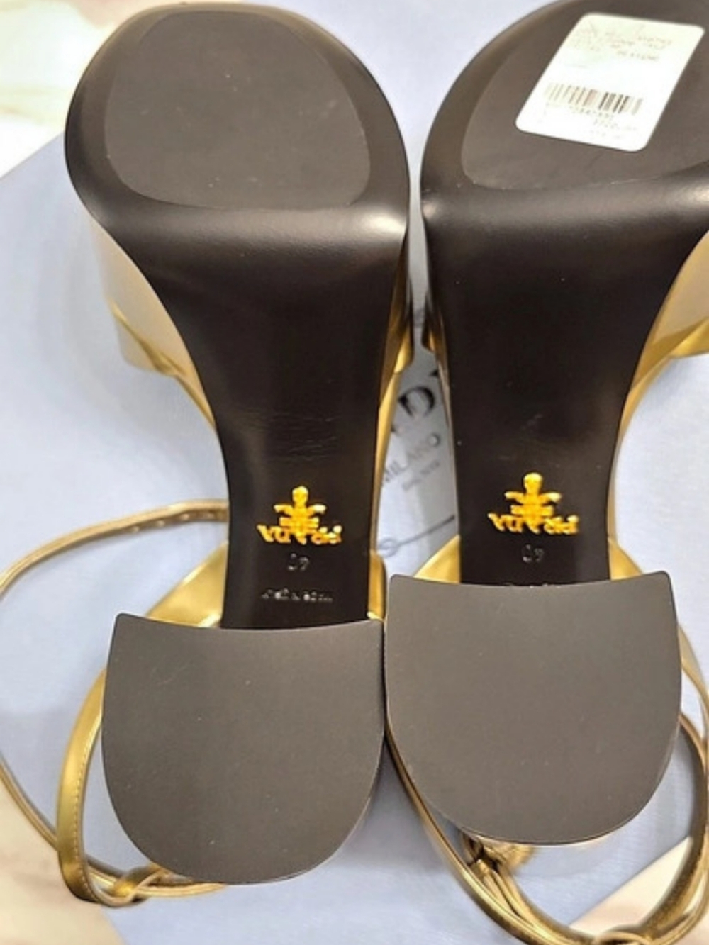 Prada Metallic Leather Platform Sandal Gold EU 40/ US 10 - Picture 9 of 13
